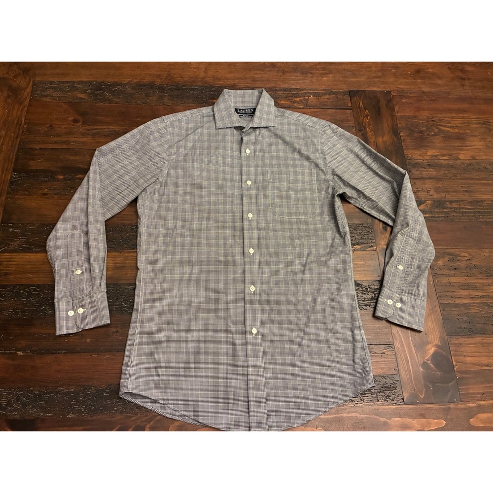 Lauren Ralph Lauren Black Label Plaid No Iron Button Down Shirt Men's Size Small